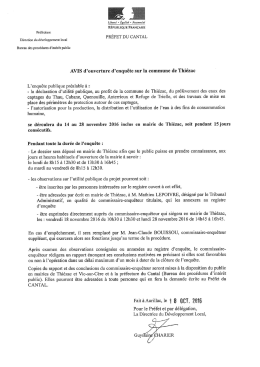 Consultez l`avis d`ouverture d`enqu&ecirc;te en cliquant ici