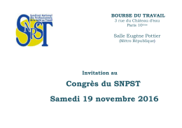 Samedi 19 novembre 2016 Congrès du SNPST