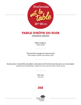 Menu soir - Sherbrooke met la table