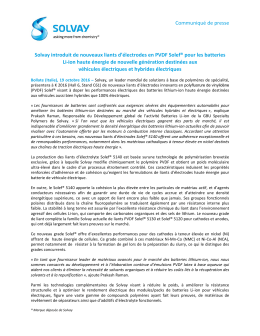 Communiqué de presse Solvay introduit de nouveaux liants d