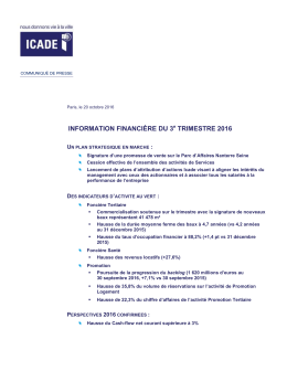 information financi&egrave;re du 3 trimestre 2016