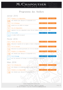 Programme des Ateliers