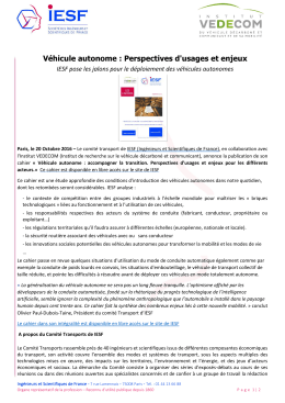 Véhicule autonome : Perspectives d`usages et enjeux