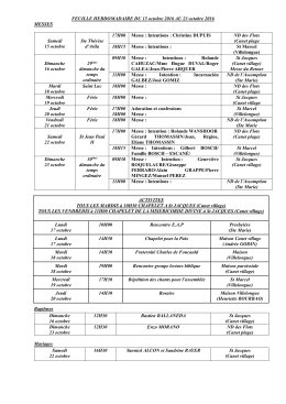 FEUILLE HEBDOMADAIRE DU 15 octobre 2016 AU 23 octobre