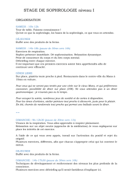 STAGE DE SOPHROLOGIE niveau I