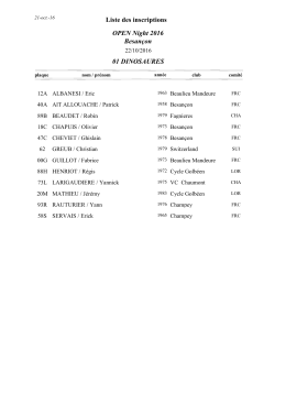 Liste par cat&eacute;gorie Open Night Besan&ccedil;on 2016