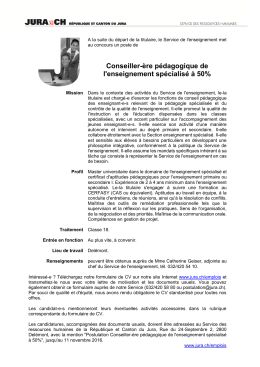 Conseiller pédagogique de l`enseignement