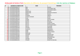 Liste des reprises Belgique - Site Officiel de l`Ambassade de Guinée