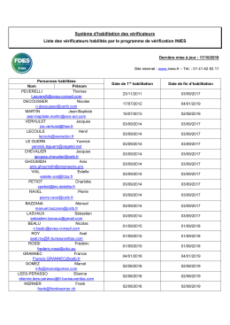 Liste des v&eacute;rificateurs INIES