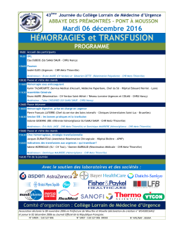 H&Eacute;MORRAGIES et TRANSFUSION