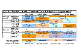 Emploi du temps du prochain week