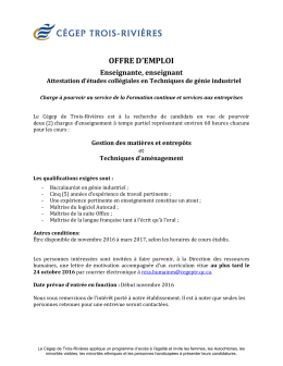 OFFRE D`EMPLOI - Consulter les offres d`emploi