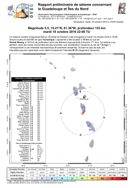 Communiqu&eacute; de l`OVSG/IPGP