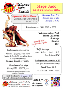 Stage Judo 24 et 25 octobre 2016