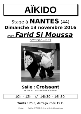 Farid &agrave; Nantes dimanche 13 novembre