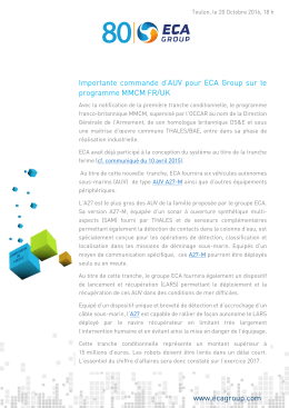 www.ecagroup.com Importante commande d`AUV pour ECA Group