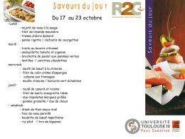 Du Lundi 17 Octobre au Jeudi 10 Novembre 2016 inclus