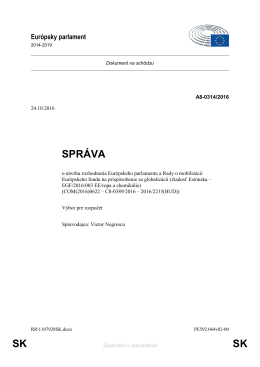 SPR&Aacute;VA o n&aacute;vrhu rozhodnutia Eur&oacute;pskeho parlamentu a Rady o