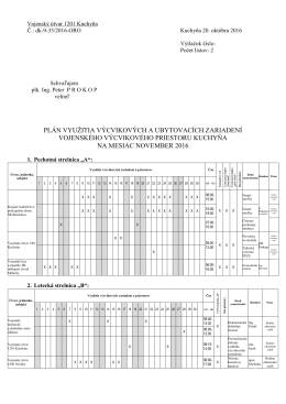 Plán využitia výcvikových a ubytovacích zariadení