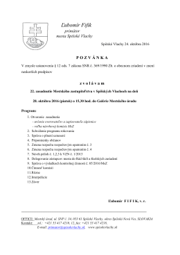Pozv&aacute;nka na opakovan&eacute; 22. zasadnutie MsZ v