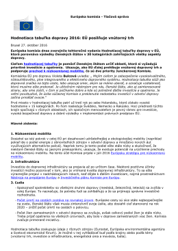 Hodnotiaca tabuľka dopravy 2016: E&Uacute; posilňuje vn&uacute;torn&yacute; trh