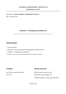 Dodatok č. 3 k Študijnému poriadku UK