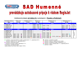 Autobusov&eacute; pr&iacute;poje od vlakov RJ s prestupom v