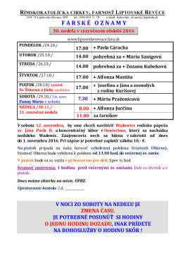 Farsk&eacute; oznamy - Farnosť Liptovsk&eacute; Rev&uacute;ce
