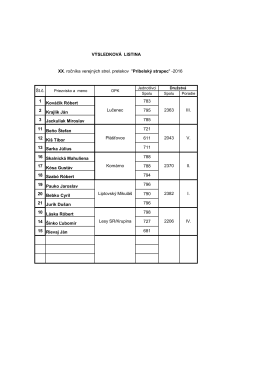 1 Kováčik Róbert 783 2 Krajlík Ján 795 3 Jackuliak Miroslav 785 11
