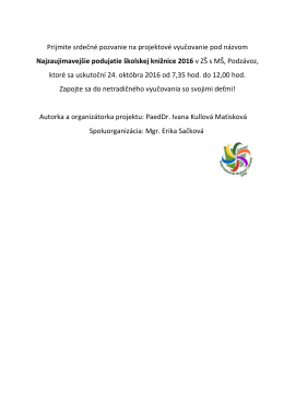 pozvanie - Z&Scaron; s M&Scaron; Podz&aacute;voz, Čadca