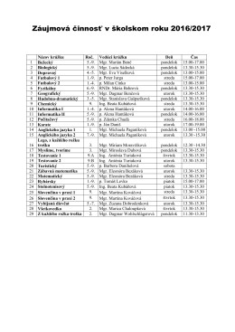 Krúžky 2016-2017.