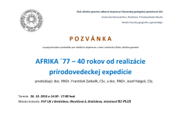 2016/10/26 Prednáška AFRIKA´77 – 40 rokov od realizácie... Kedy