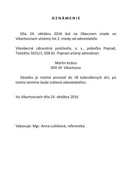 OZN Á MENIE Dňa 24. októbra 2016 bol na Obecnom