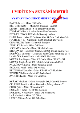 UVIDÍTE NA SETKÁNÍ MISTR ŮŮ