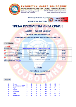 Објављен је билтен број 4 у сезони 2016/2017