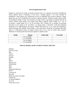 NOVINARSKI DNEVNIK Studenti su obavezni da urade novinarski