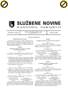 KANTON SARAJEVO Skup{tina Kantona Sarajevo ZAKON ZAKON
