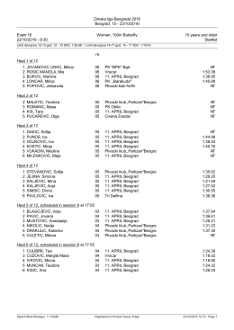 Startlist - Plivacki savez Srbije