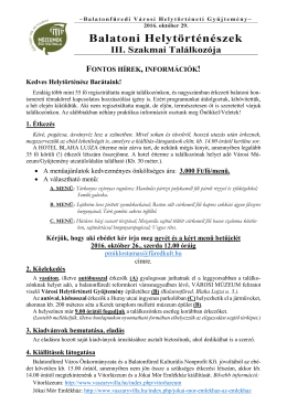 Friss hírek, információk - VÁROSI HELYTÖRTÉNETI GYŰJTEMÉNY