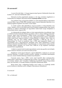 Jó szerencsét! - NYME Erdőmérnöki Kar - Nyugat