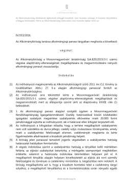 IV/353/2016. Az Alkotmánybíróság tanácsa alkotmányjogi panasz