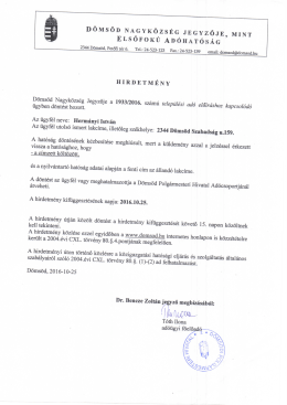 Page 1 D ÖMS ÖD NAGY KÖZSÉG JEGYZŐJE, MINT ELSŐ FOKÚ