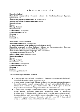 Munkáltató adatai - Budapesti Műszaki és Gazdaságtudományi