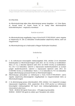 IV/1782/2016. Az Alkotmánybíróság teljes ülése alkotmányjogi