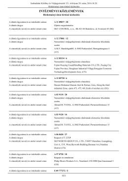 INT&Eacute;ZM&Eacute;NYI K&Ouml;ZLEM&Eacute;NYEK