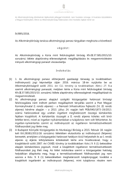 IV/895/2016. Az Alkotm&aacute;nyb&iacute;r&oacute;s&aacute;g tan&aacute;csa alkotm&aacute;nyjogi panasz