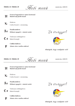 Heti men&uuml; Heti men&uuml;