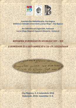 reforma și românii în secolele xvi – xix a románok és a reformáció a