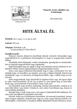 hite által él - Pasaréti Református Gyülekezet