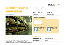 Rakt&aacute;r kiad&oacute; J&aacute;szber&eacute;nyi Rakt&aacute;r- &eacute;s Logisztikai B&aacute;zis 5100